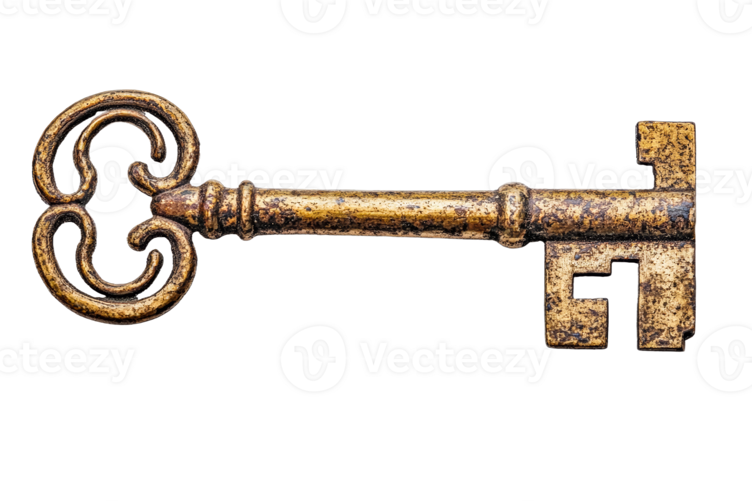 Vintage key with intricate design on transparent background png