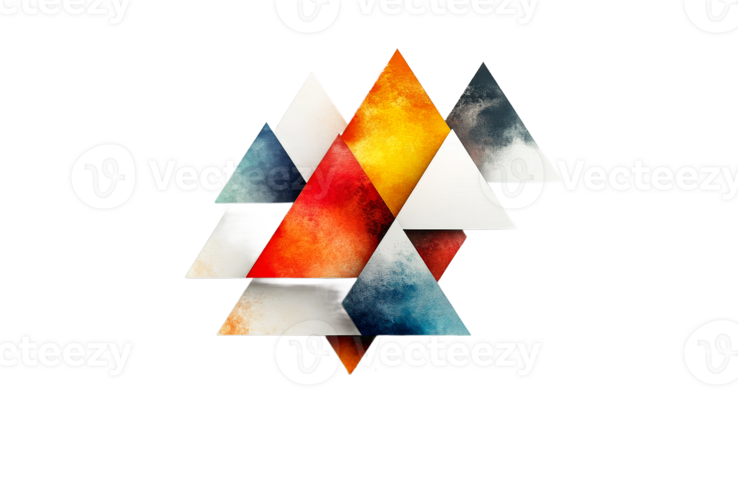 Geometric Arrangement of Colorful Triangles, cut out transparent png