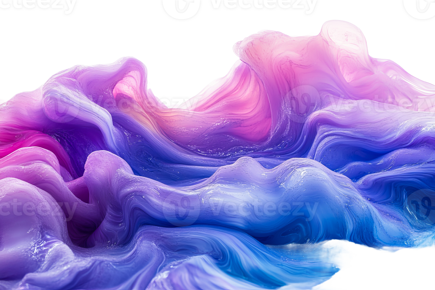 Abstract flow liquid, colorful gradients movement forms, cut out transparent png