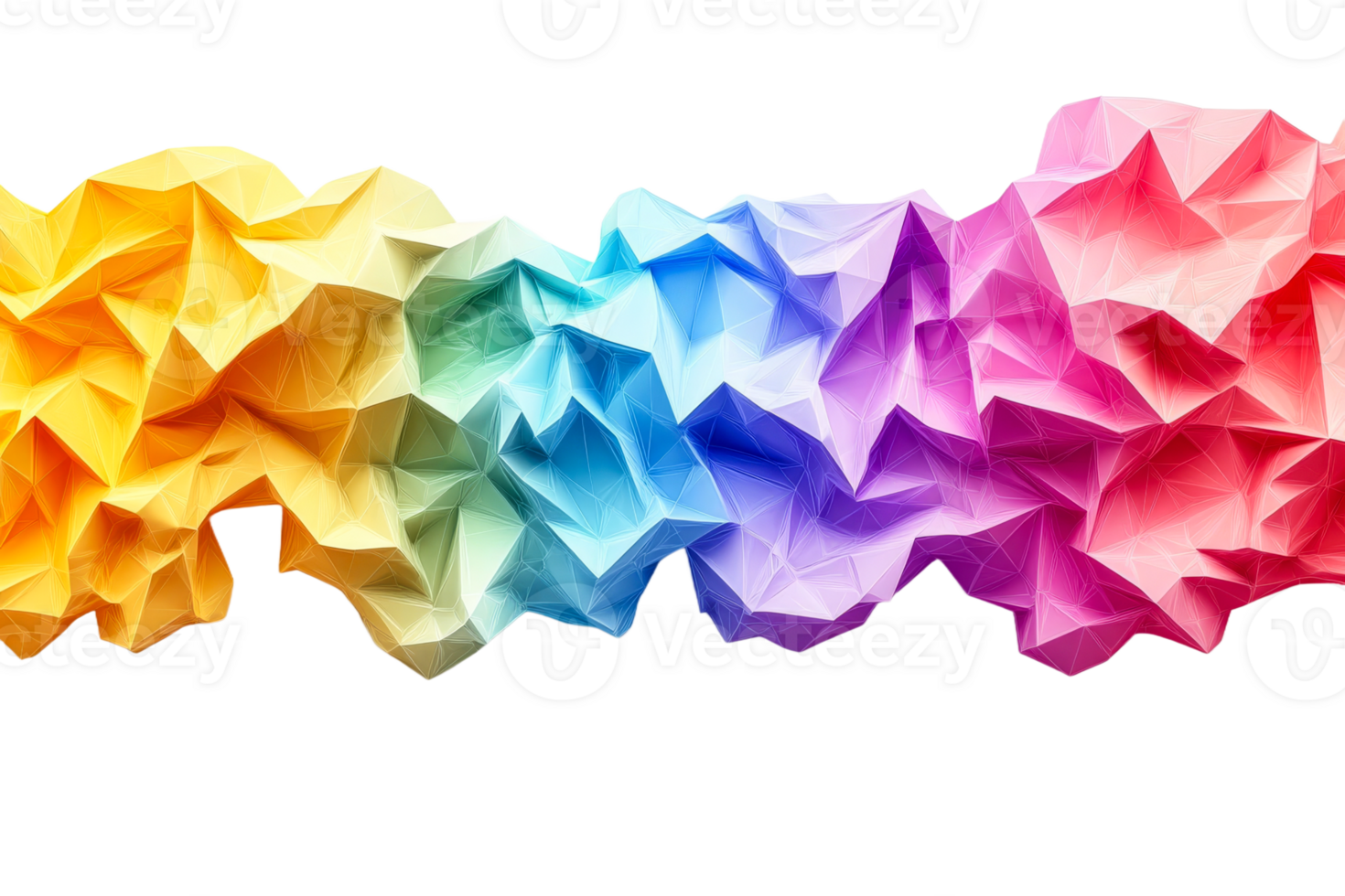 Colorful polygonal illustration on black background, cut out transparent png