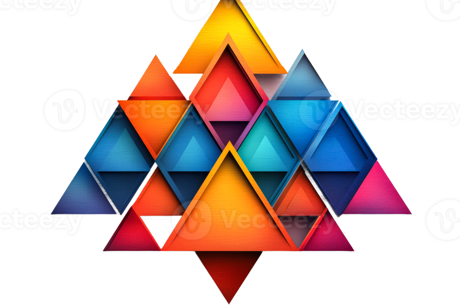 Abstract colorful triangles pattern background texture overlay, cut out transparent png
