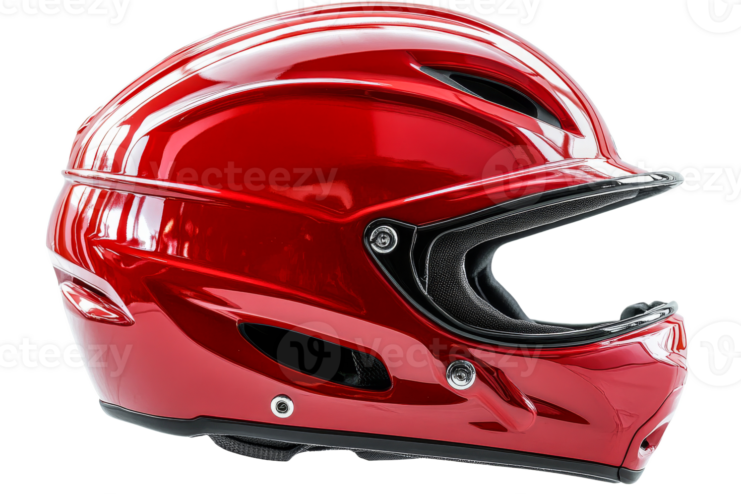 Shiny red bicycle helmet for safety, head protection, cut out transparent png