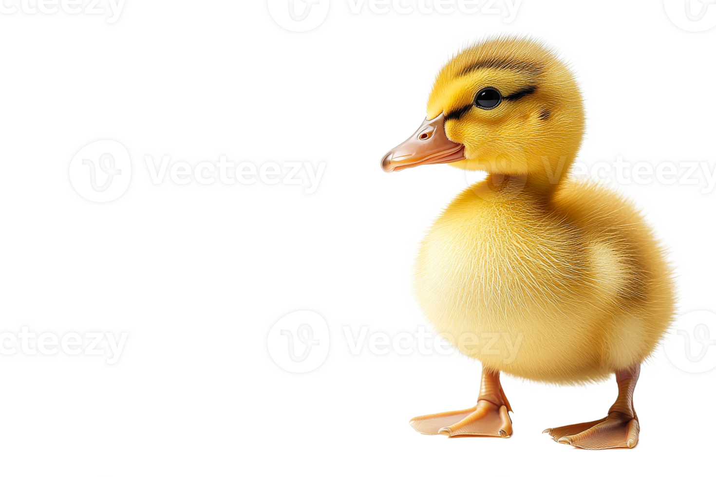 Yellow duckling with a shiny beak, isolated on a black background, cut out transparent png