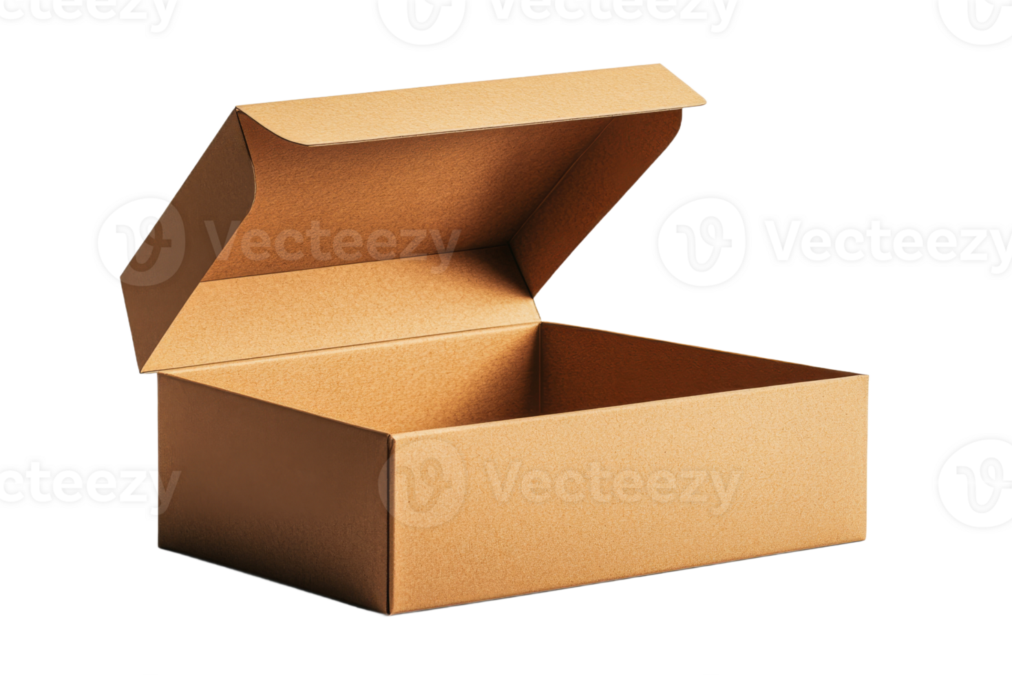 Open kraft box with lid, packaging, cardboard, container, container, cut out transparent png