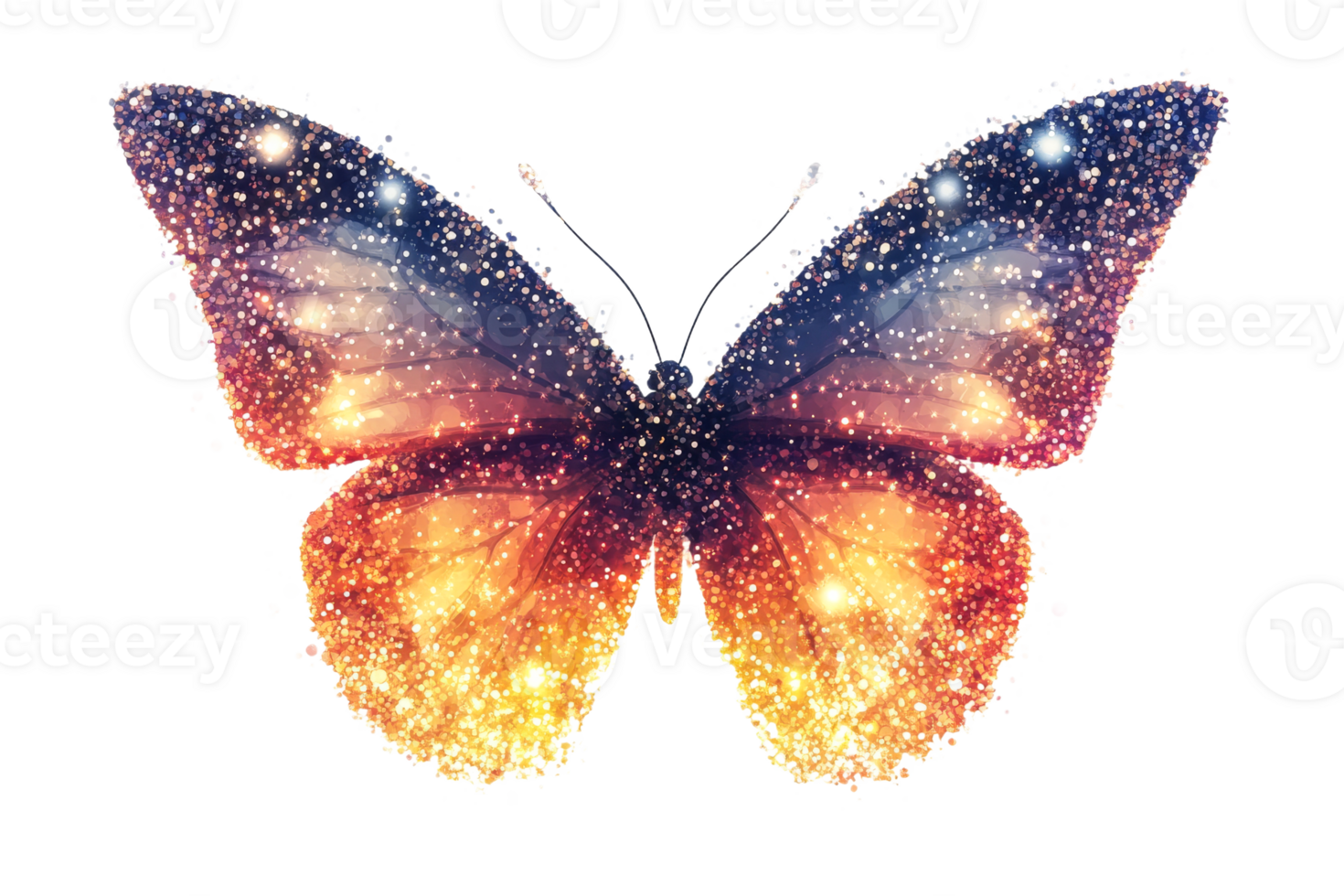 Shimmering Butterfly with Glittering Texture, cut out transparent png