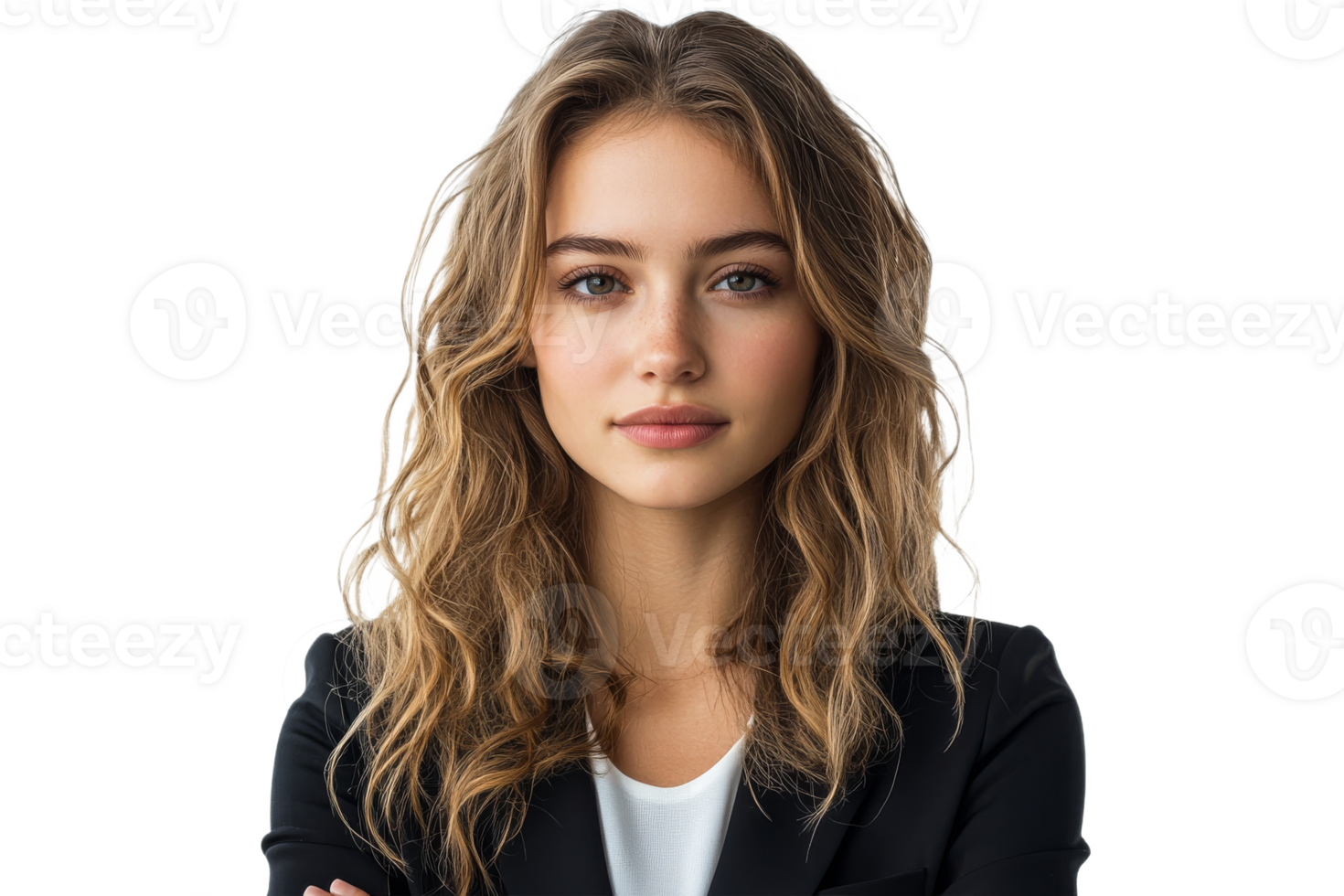 Businesswoman portrait, jacket, blonde hair, model, cut out transparent png