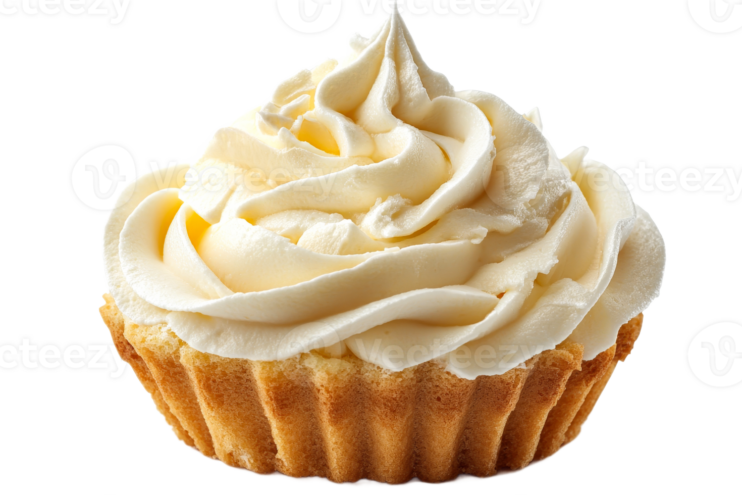 Delicious cupcake with white frosting, pastry treat, sweet dessert, cut out transparent png