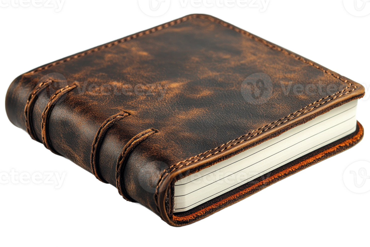 Brown Leather Diary or Notebook with Lined Pages, cut out transparent png