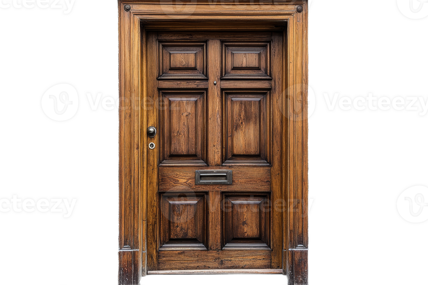 Classic dark wooden door, entryway element, design, wood finish, cut out transparent png