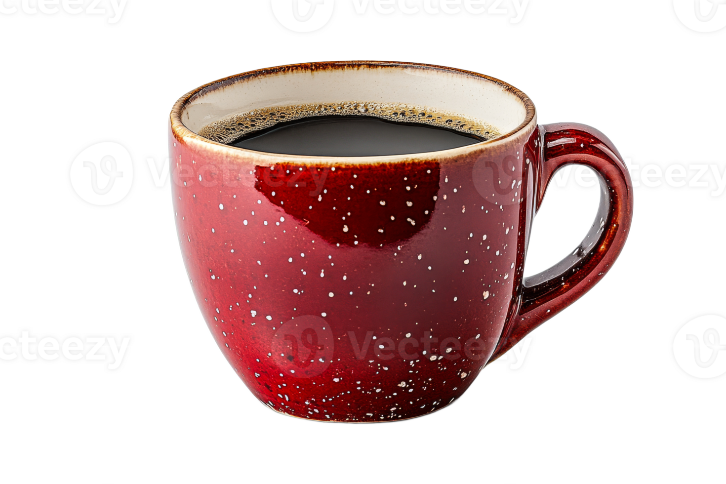 Dark coffee cup, rustic style, close-up beverage photo, cut out transparent png