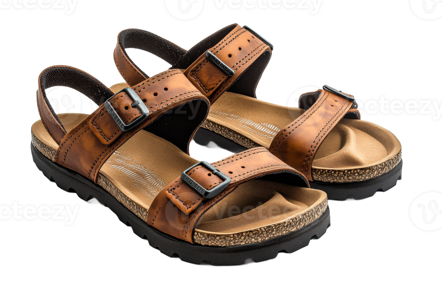 Leather Sandals with Buckles, Detailed Studio Shot, Footwear, Cut Out Transparent png
