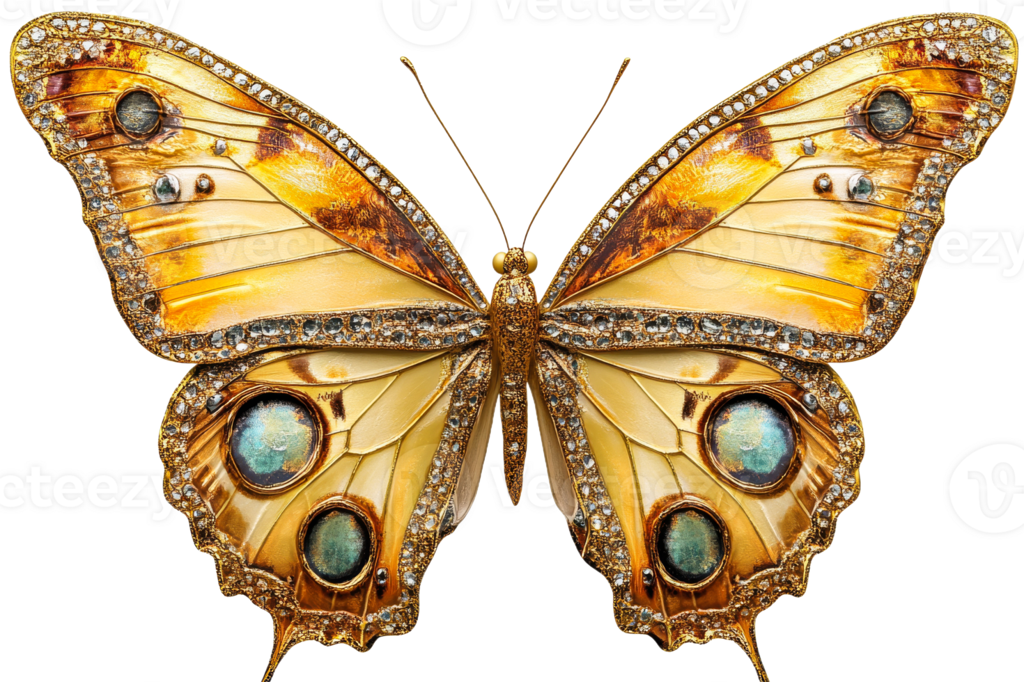 Butterfly Wings, Jewelry, Golden, Elegant, Design, Intricate, Object, cut out transparent png