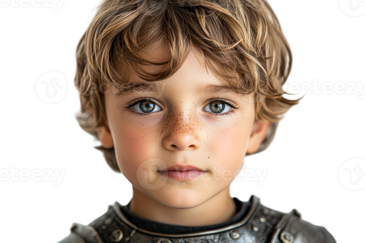 Brave Child Knight Posing, Eyes Focused, Medieval Armor, Cut Out Transparent png