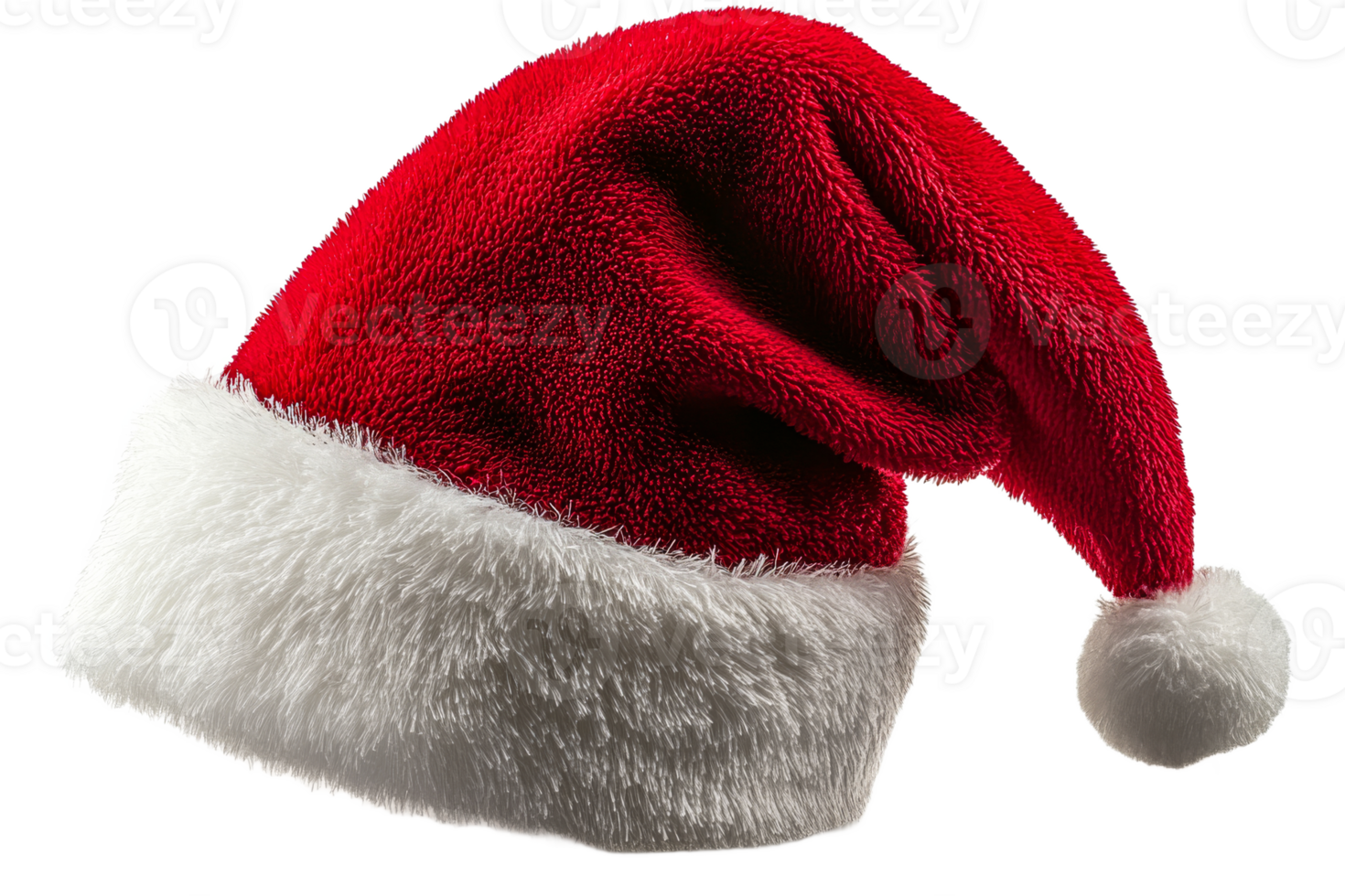 Red Santa Claus Hat with White Trim and Pom-Pom, cut out transparent png