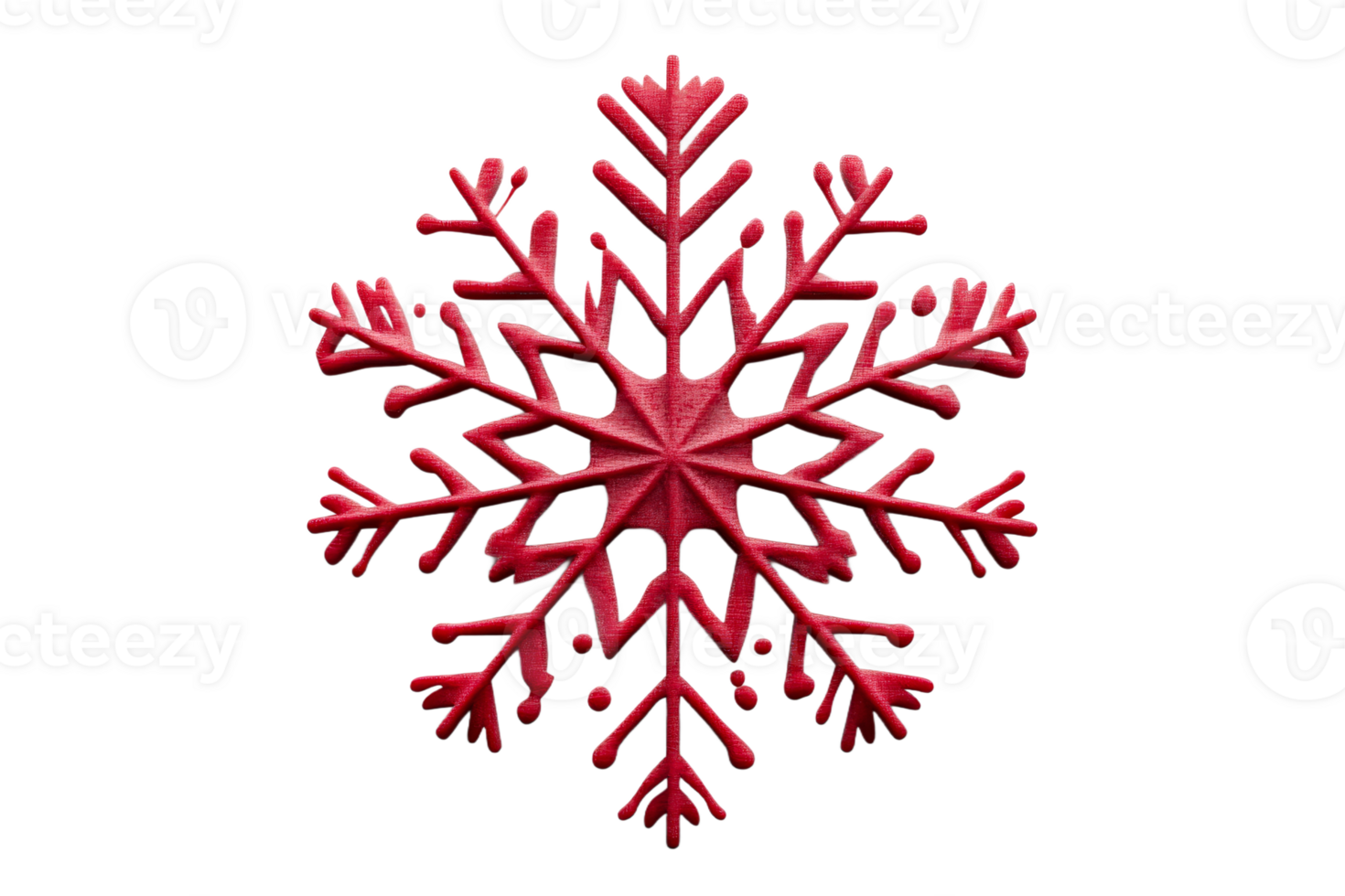 Vivid red snowflake, intricate design, holiday icon, festive winter, cut out transparent png