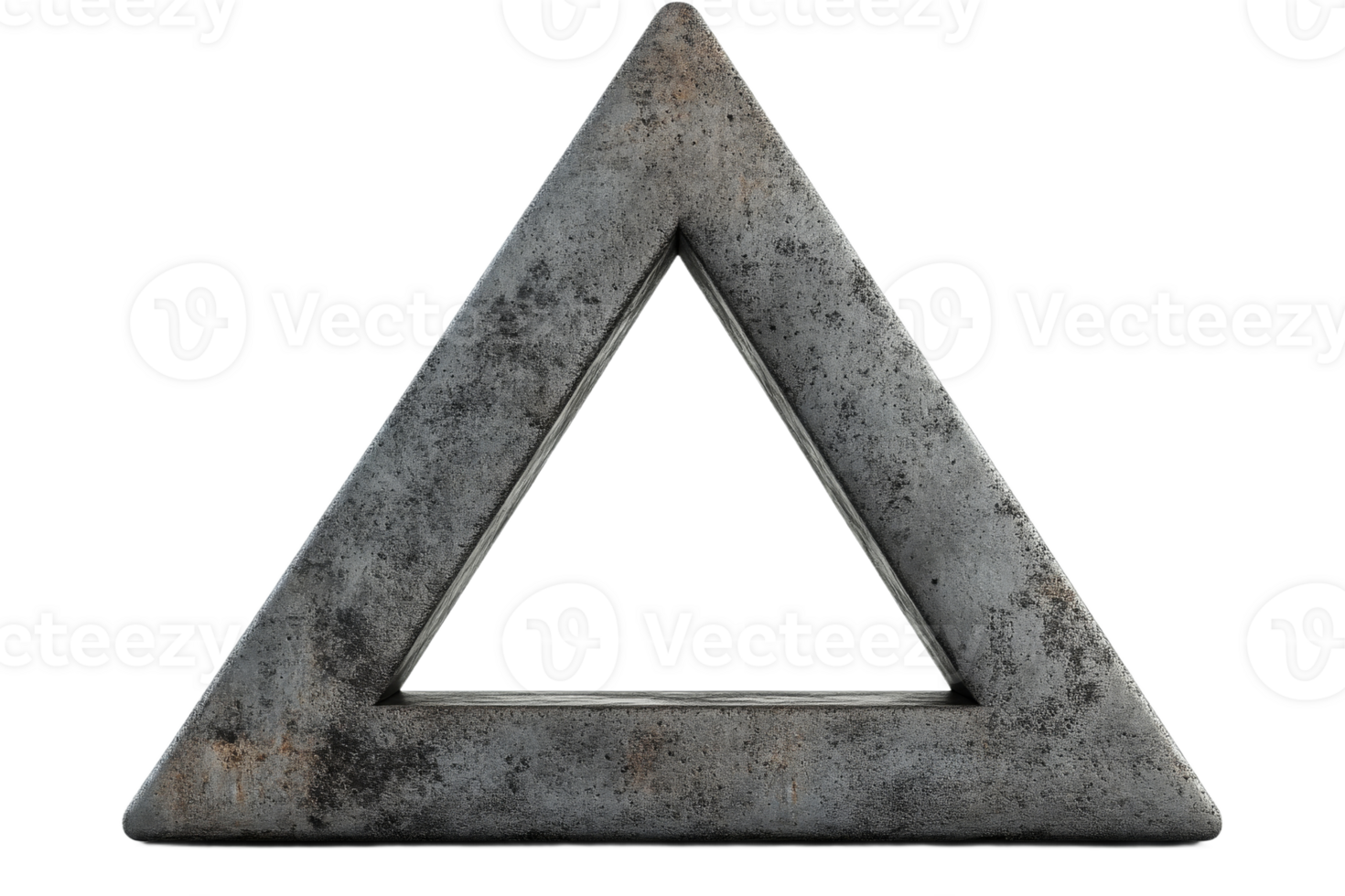 Worn Triangle Symbol, Geometric Shape Cutout on Black Background, cut out transparent png