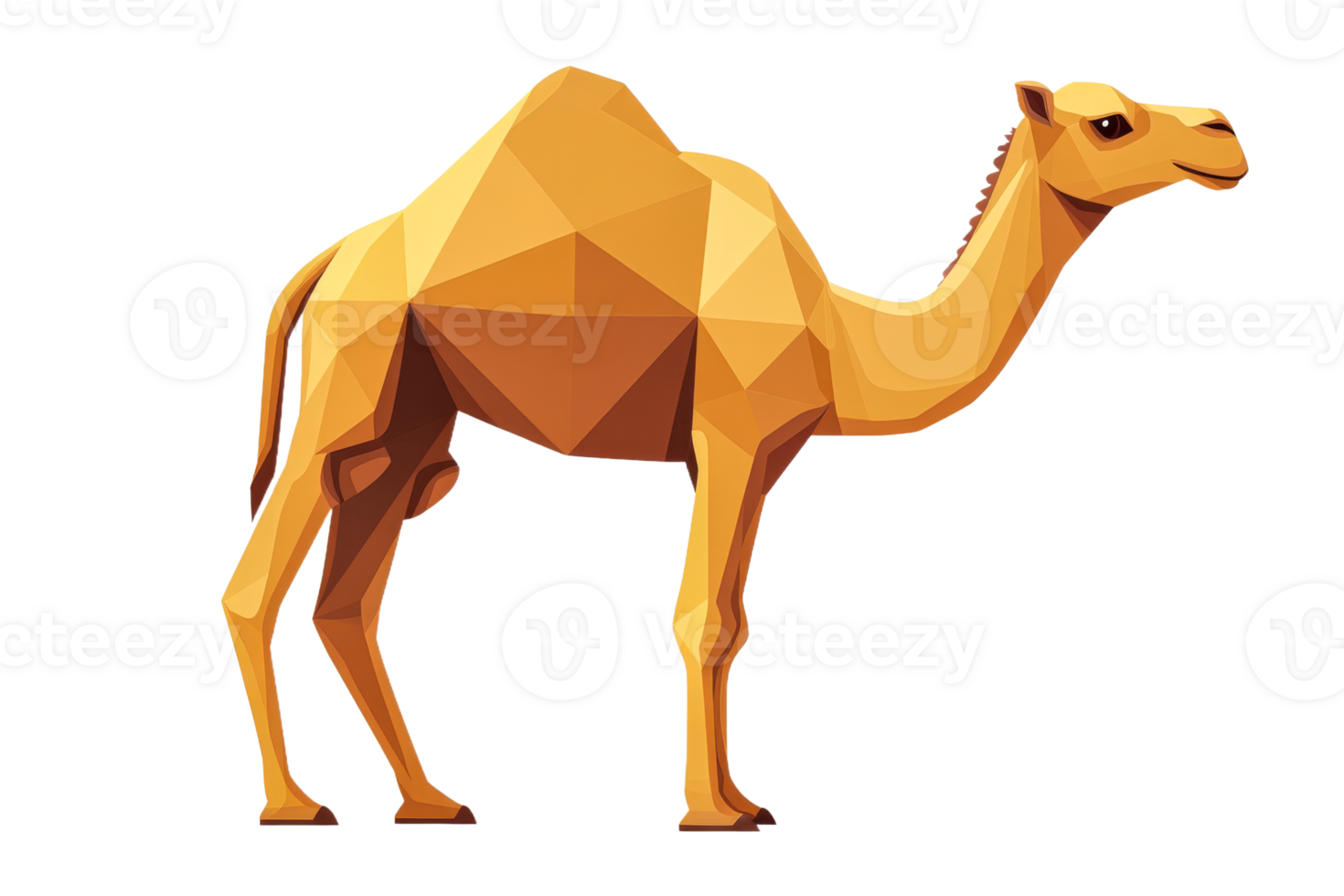 Geometric polygonal camel, modern desert mammal illustration, cut out transparent png