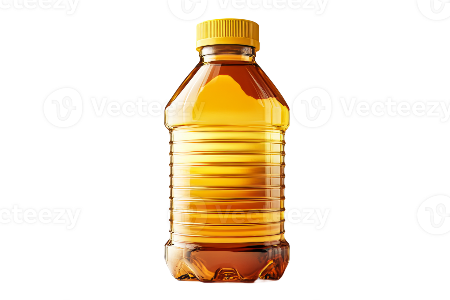 Plastic bottle with yellow liquid, close-up shot, cut out transparent png