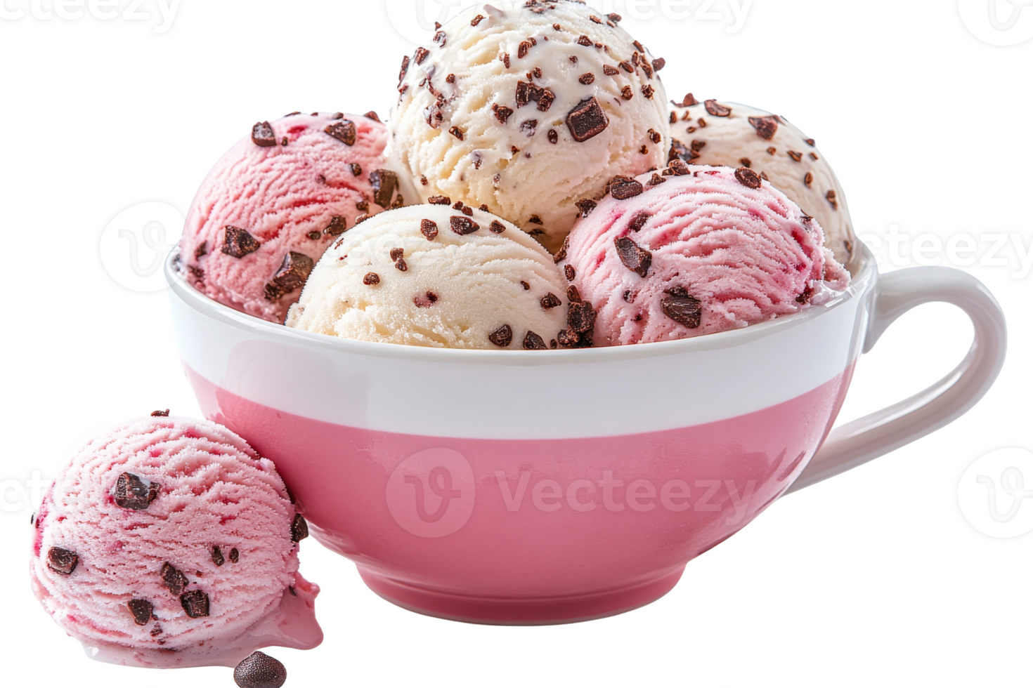 Bowl of Ice Cream with Chocolate Chips, transparent cut out png