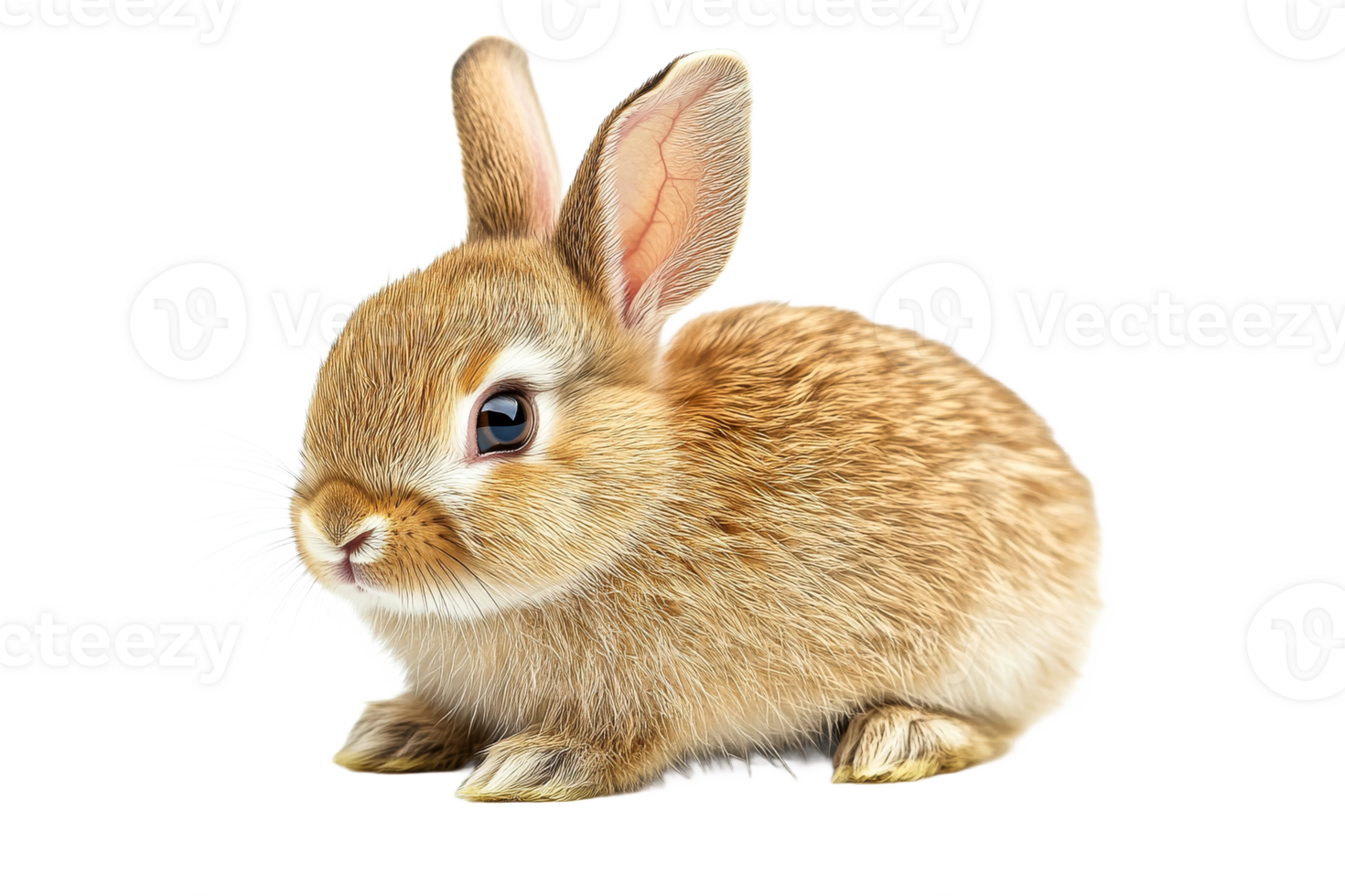 Adorable golden brown bunny, isolated on black, cut out transparent png