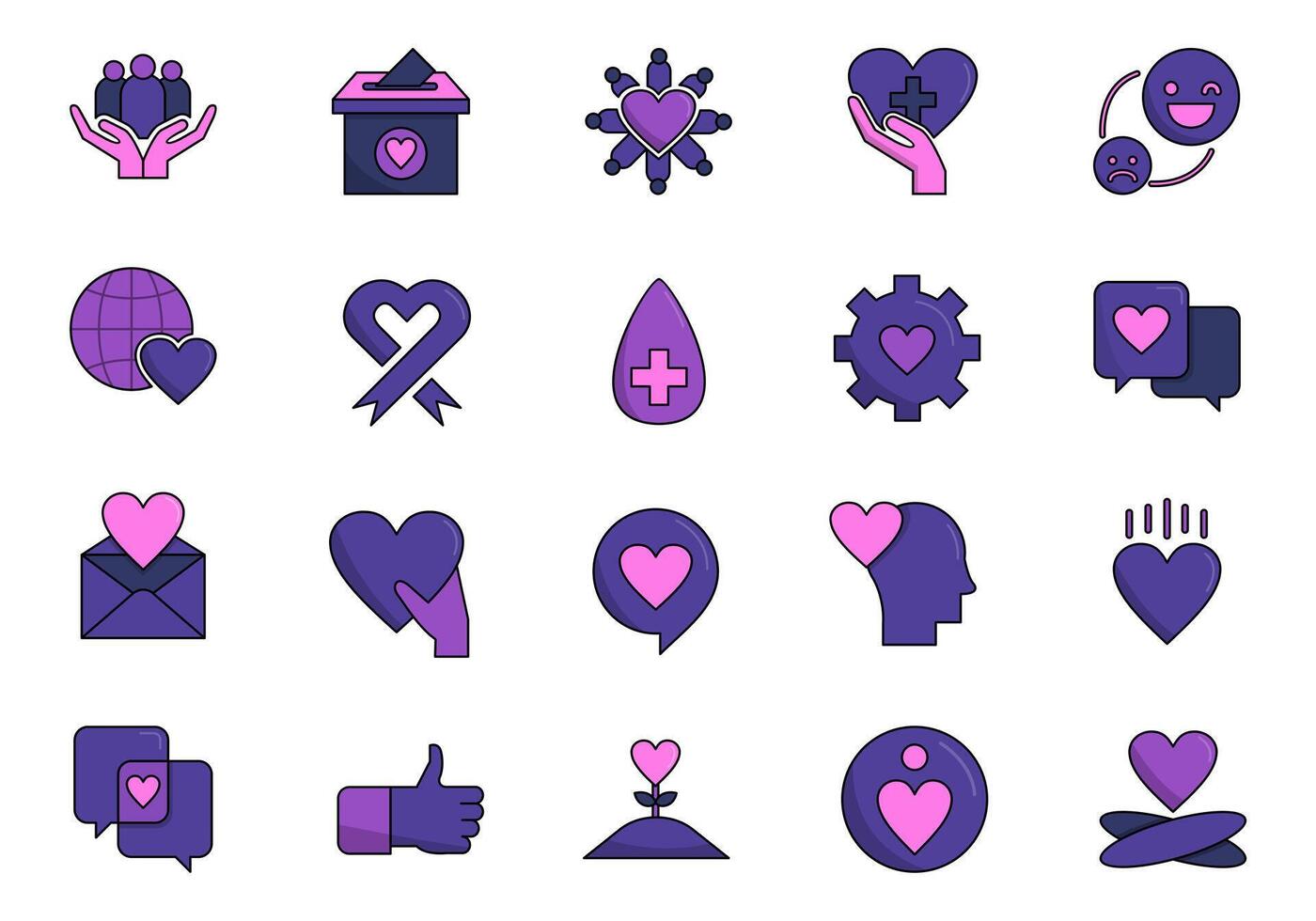 Charity and Donation Element Set vector