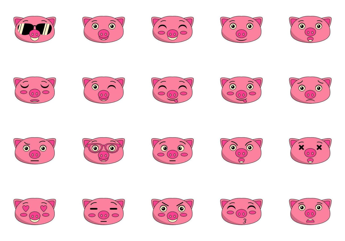 Cute Pigs Element Set vector