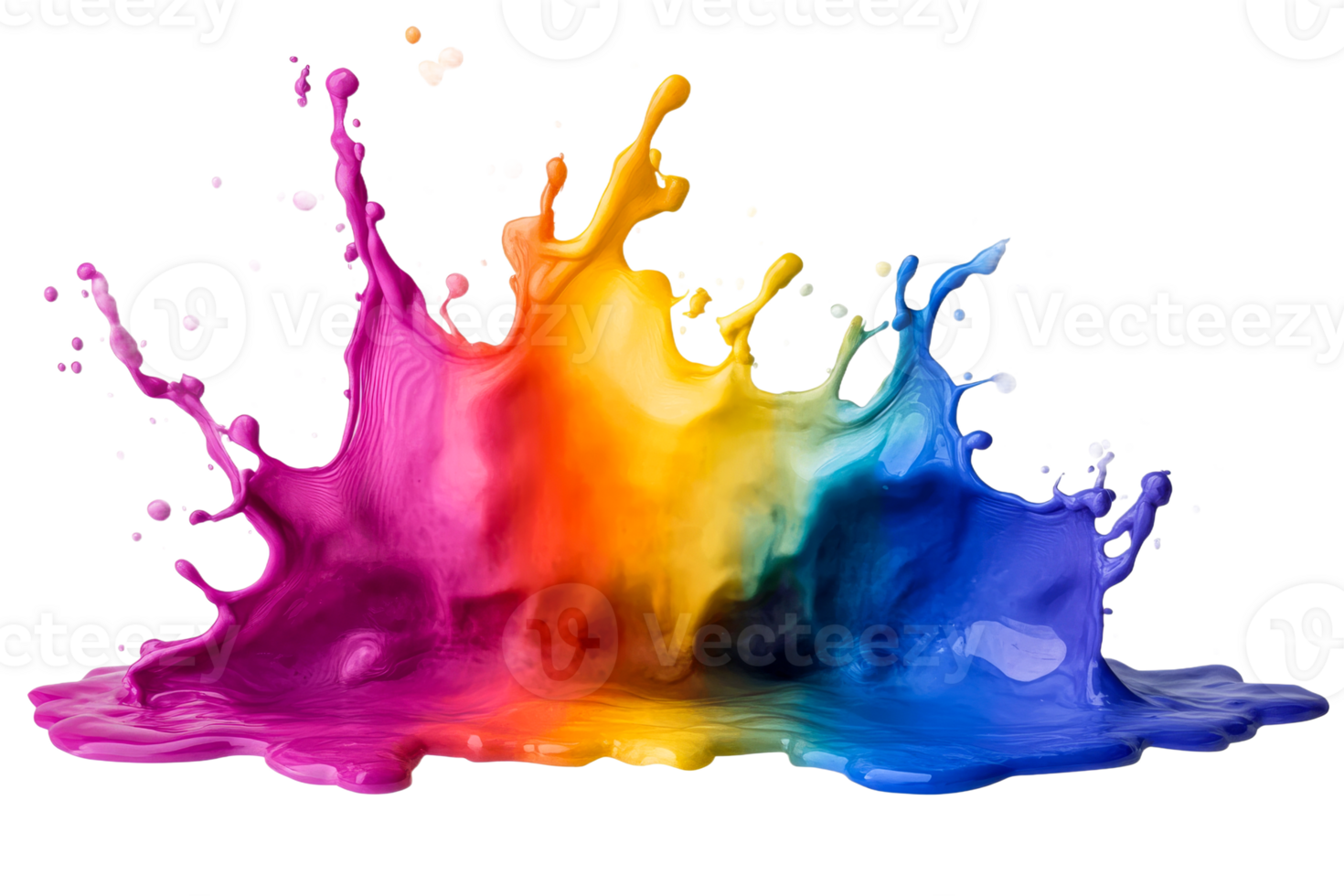 Rainbow splash with drops, vibrant colors, cut out transparent png