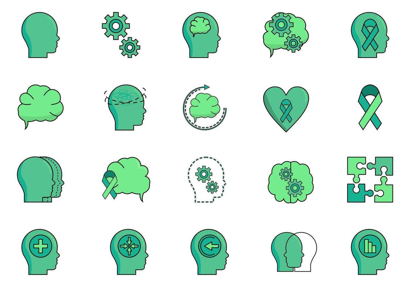 Mind Process Icon Element Set vector