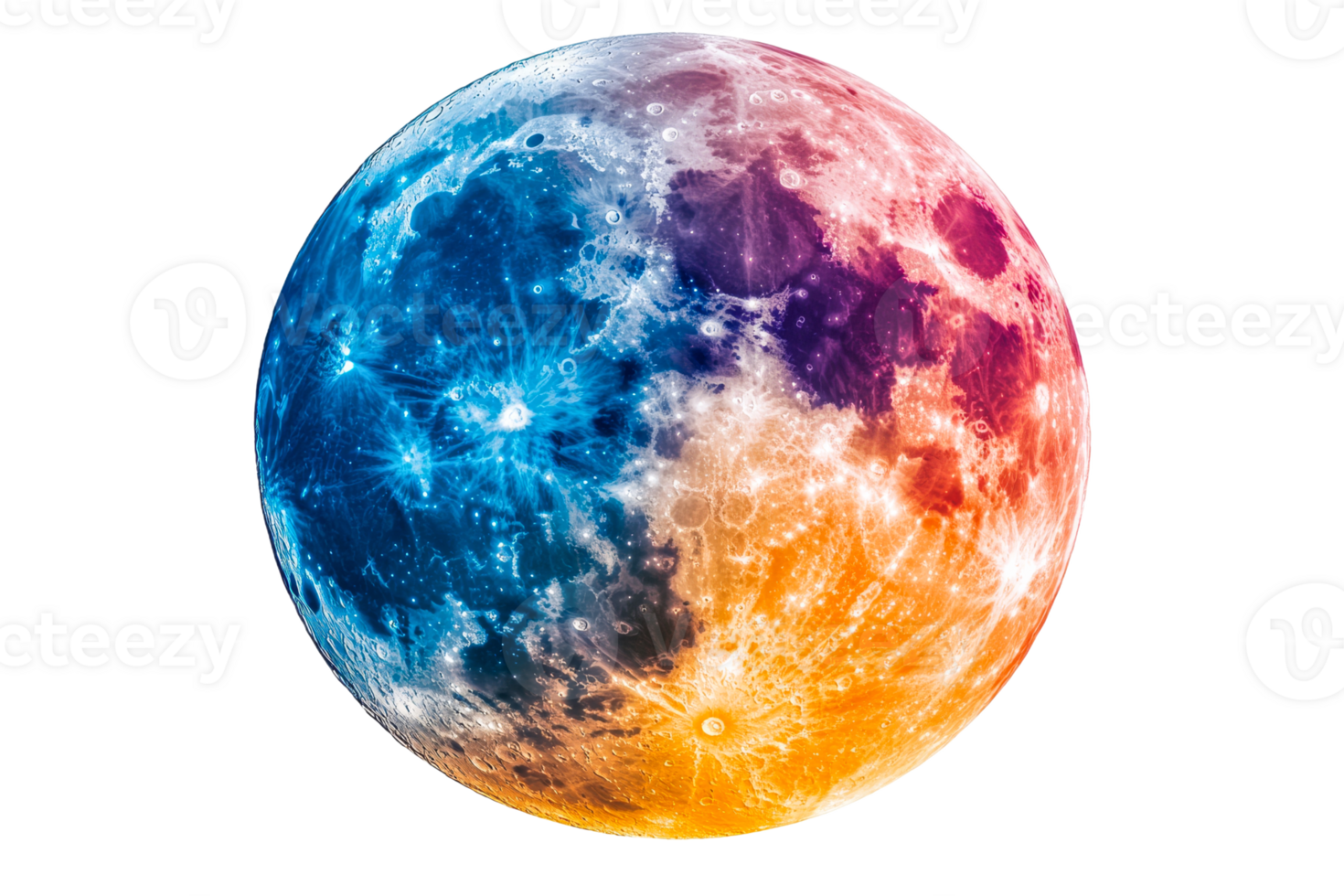 Artistic planet, blue orange hemisphere, celestial sphere, cut out transparent png