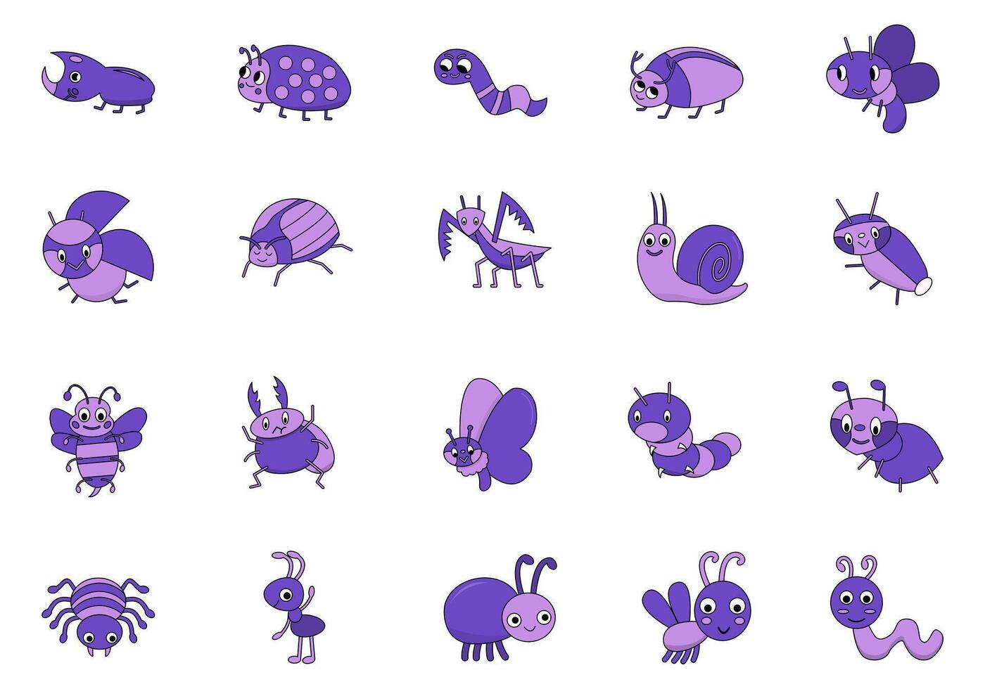 Cute Insect Cartoon Element Set vector