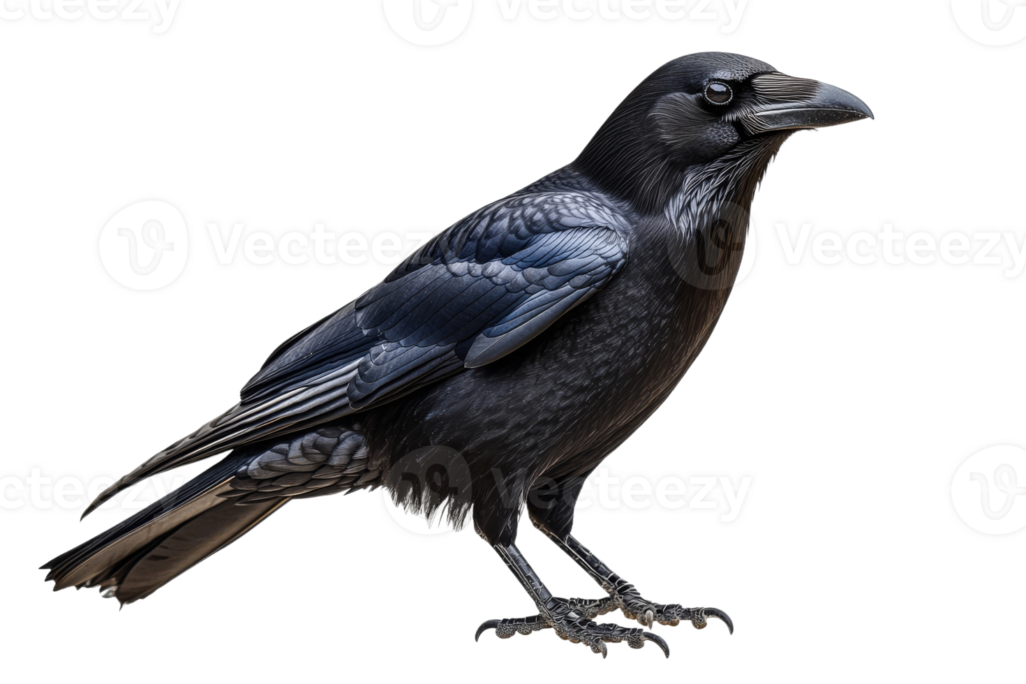 Raven with Detailed Plumage and Sharp Claws, cut out transparent png