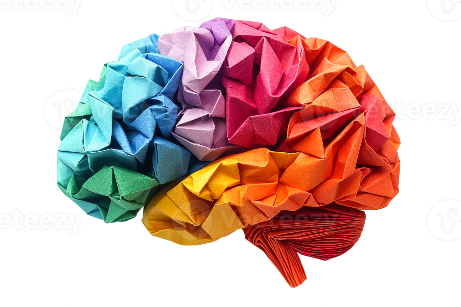 Origami brain, human intellect model, paper folding, creative artwork, cut out transparent png