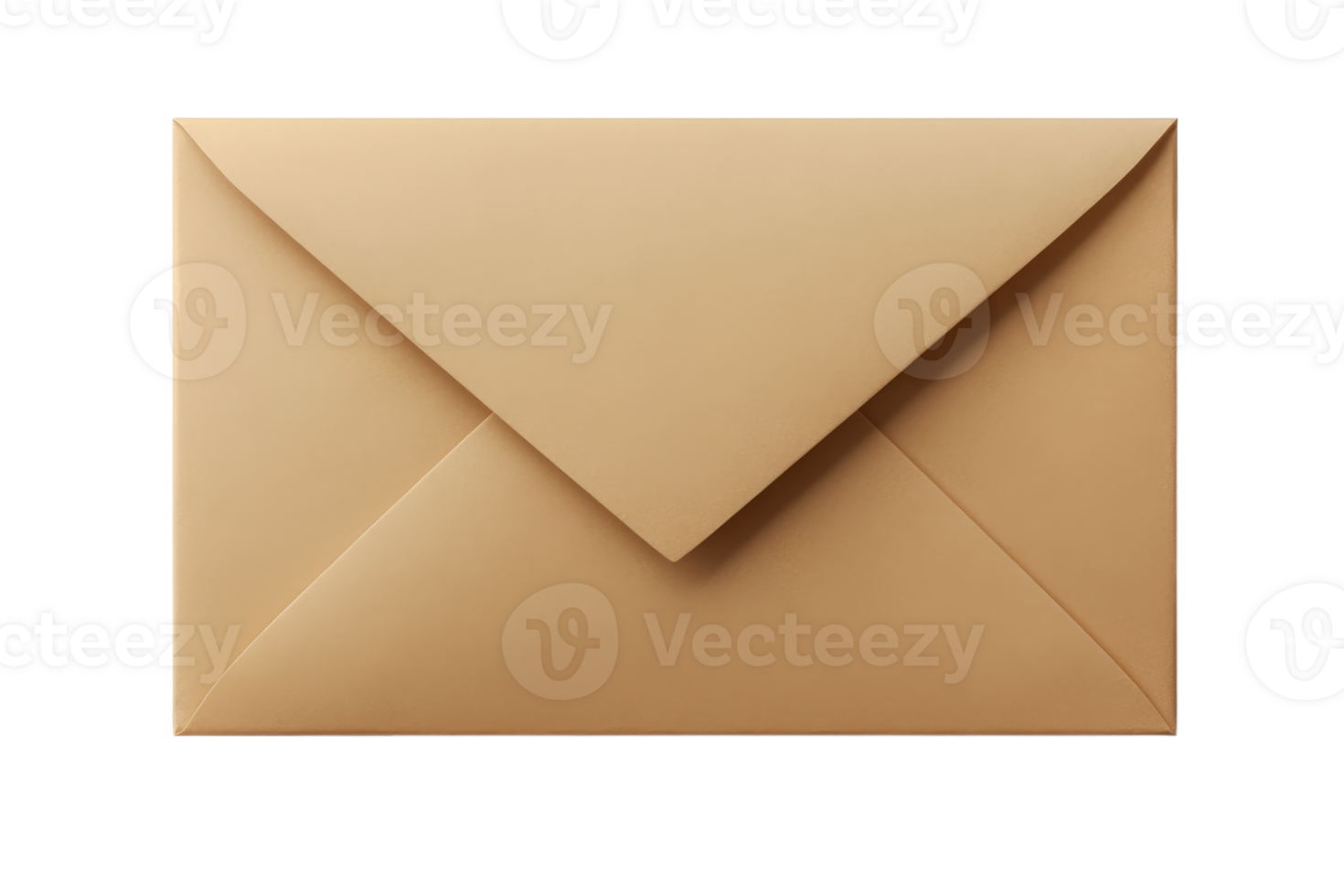 Simple brown envelope, top view background, stationery , cut out transparent png