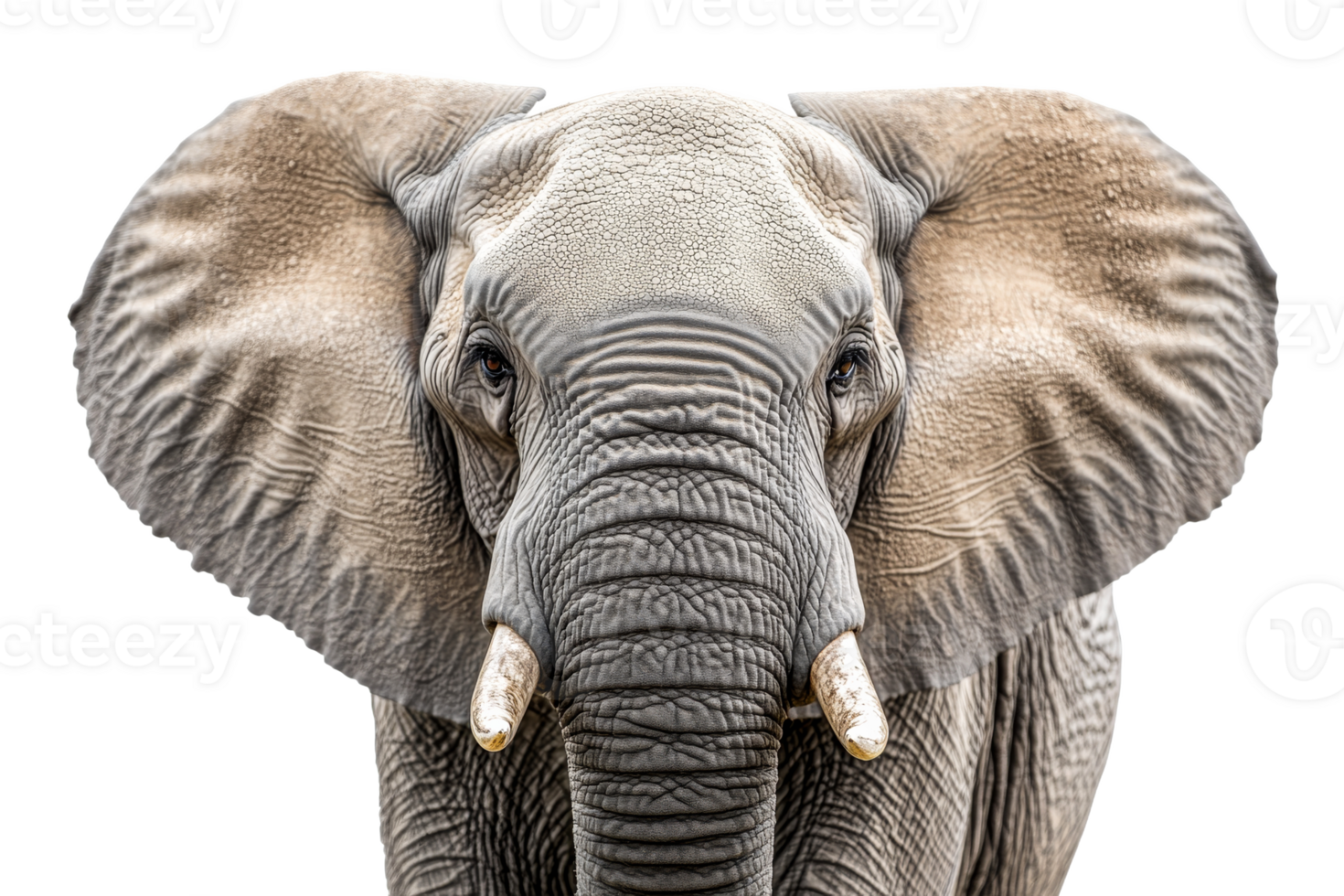 Majestic elephant portrait with intricate details, cut out transparent png