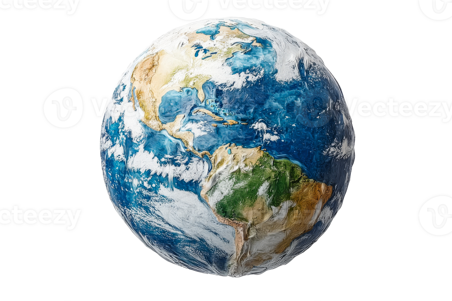 Earth as an artistic rendition with blue and green hues, cut out transparent png