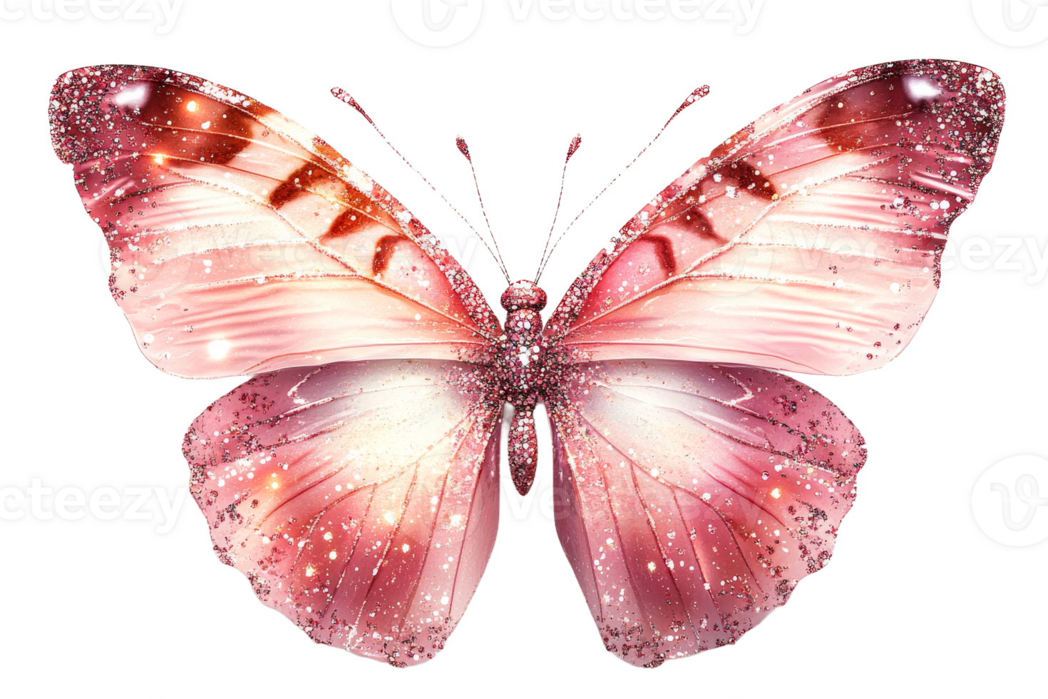 Sparkling pink butterfly with glitter, decorative, cut out transparent png