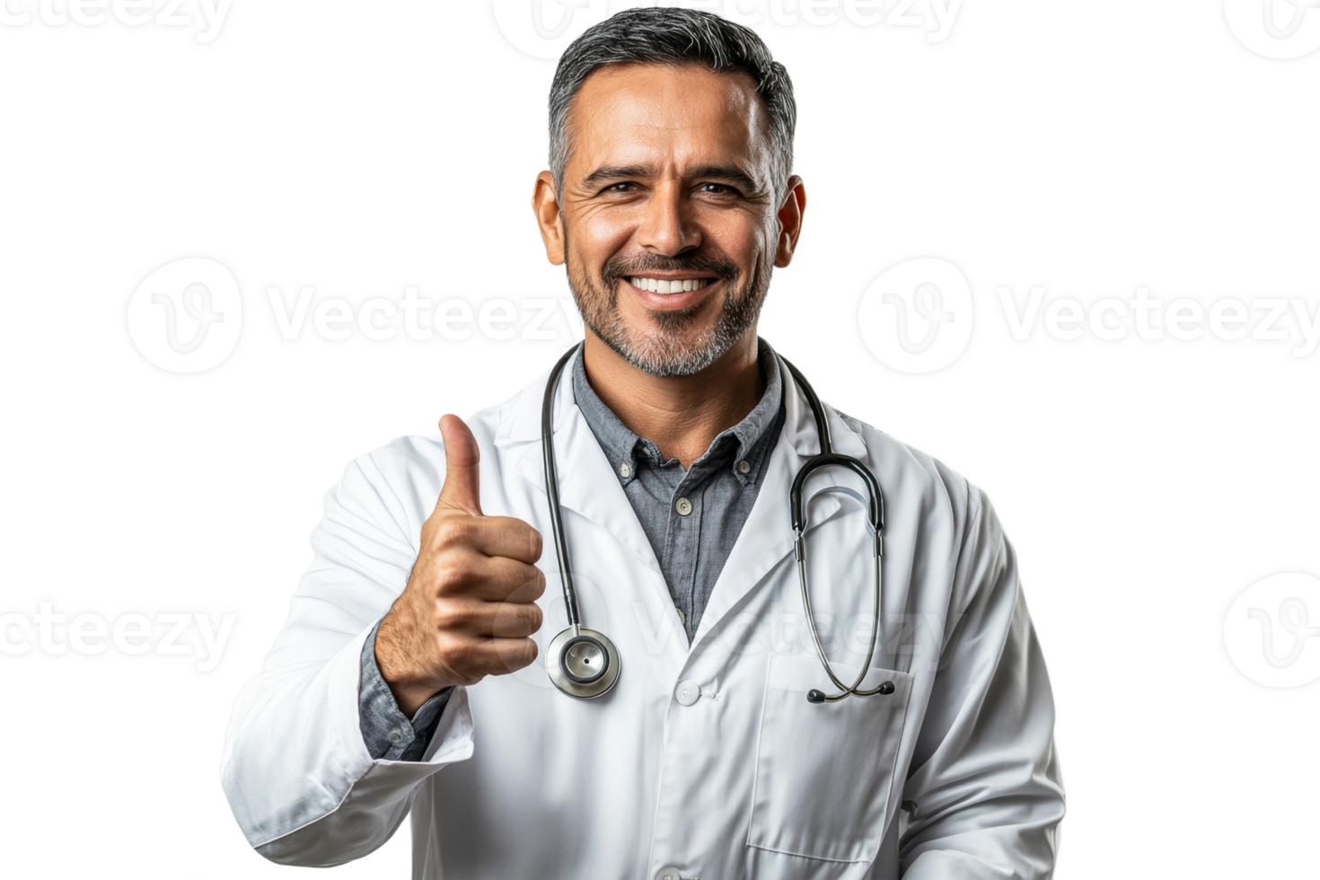 Doctor giving thumbs up in approval, healthcare worker, isolated, cut out transparent png