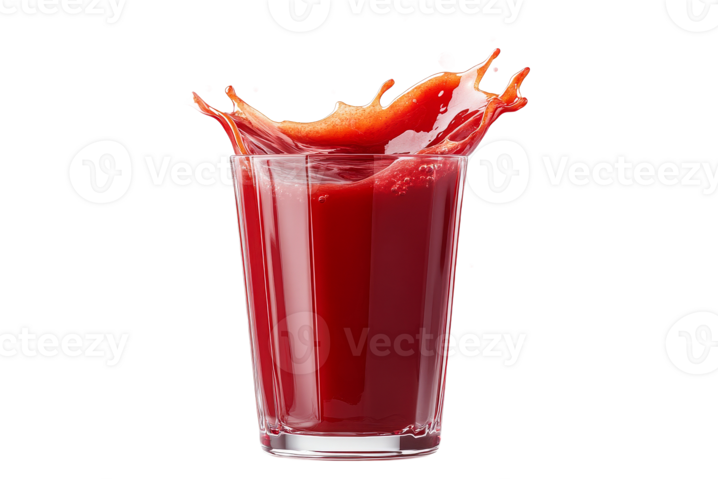 Red juice splash in glass, refreshment, liquid, food concept, cut out transparent png