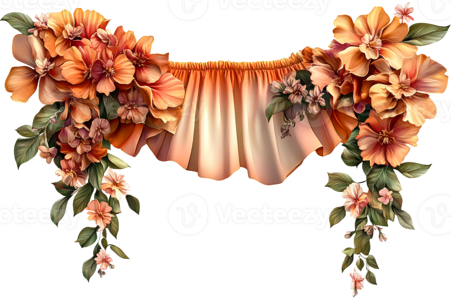 Peach blossoms frame decor of curtains adornment, cut out transparent png