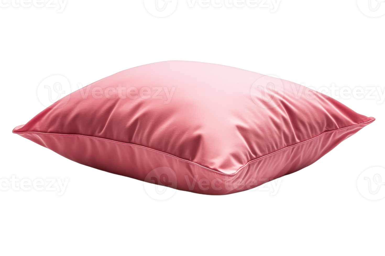 Pink pillow with shiny fabric, comfortable bedding, cut out transparent png