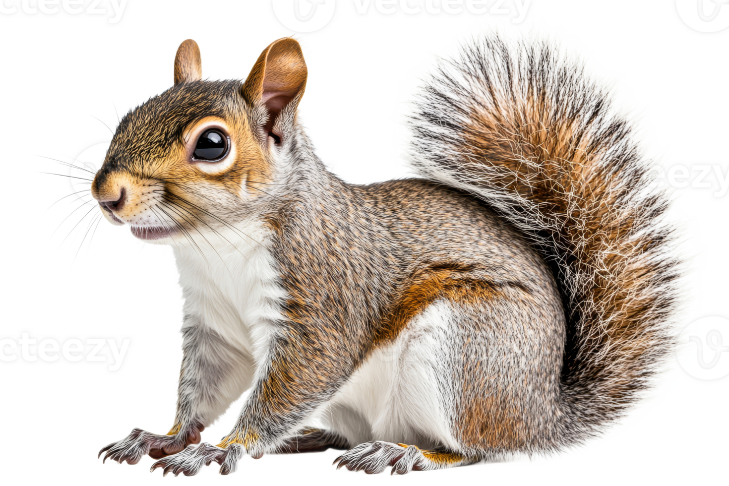 Squirrel portrait, fluffy tail, cute rodent, wildlife, animal, cutout transparent png