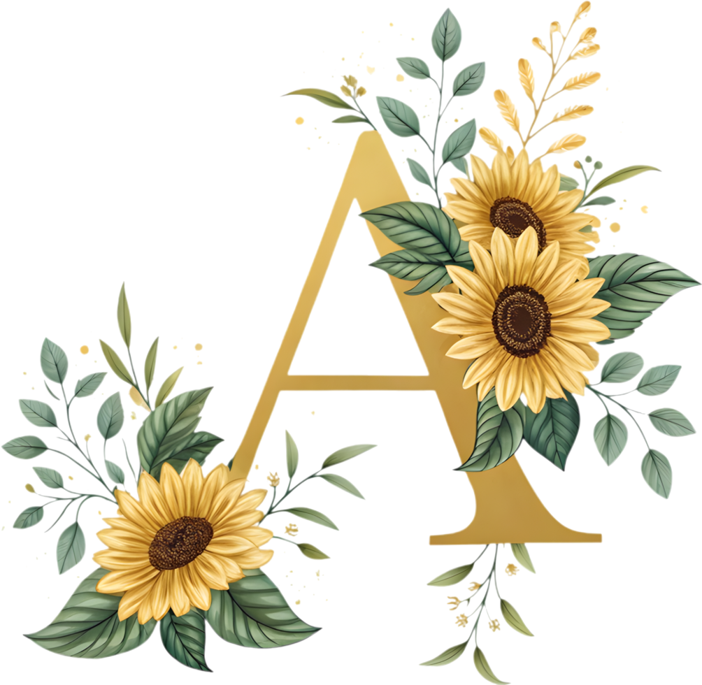 Beautiful Floral Accents on Elegant Letter A Clipart Design. . png