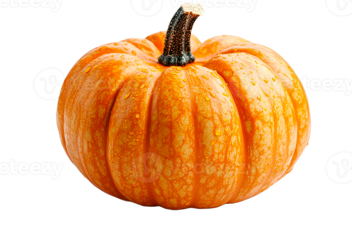 Fresh, Orange Pumpkin, Detailed Texture, Water Droplets, Close Up, cut out transparent png