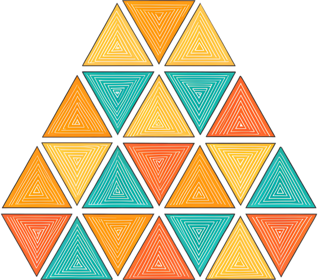 Geometric patterns with vibrant colors for modern digital art clipart. . png