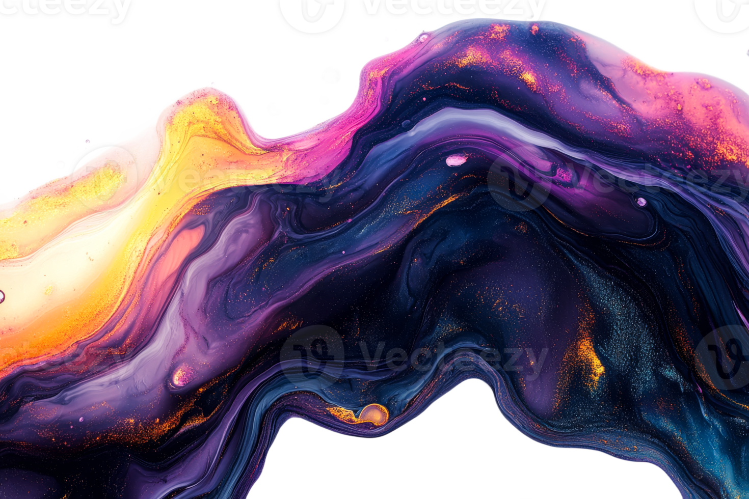 Abstract colorful wave with particles, fluid art, transparent backdrop , cut out transparent png