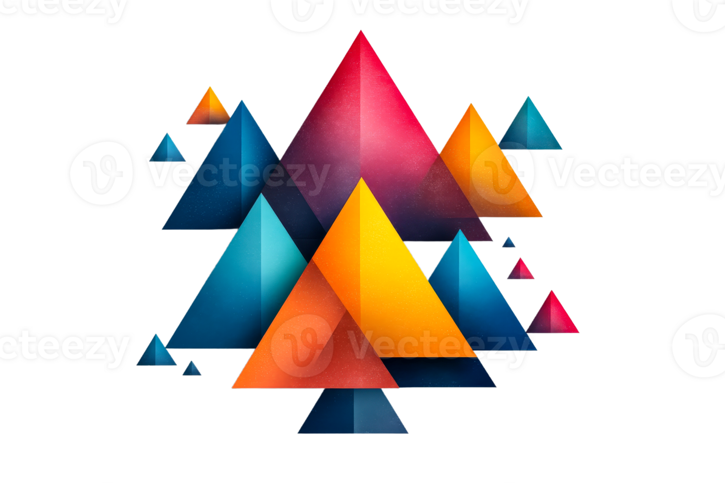 Colorful abstract geometric triangles art design, cut out transparent png
