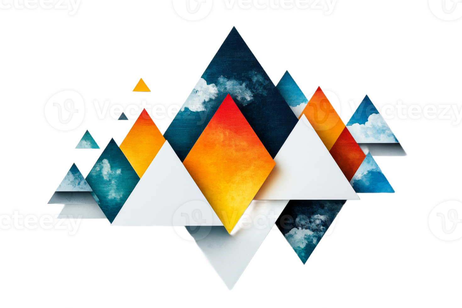 Triangle pattern with texture and color, cut out transparent png