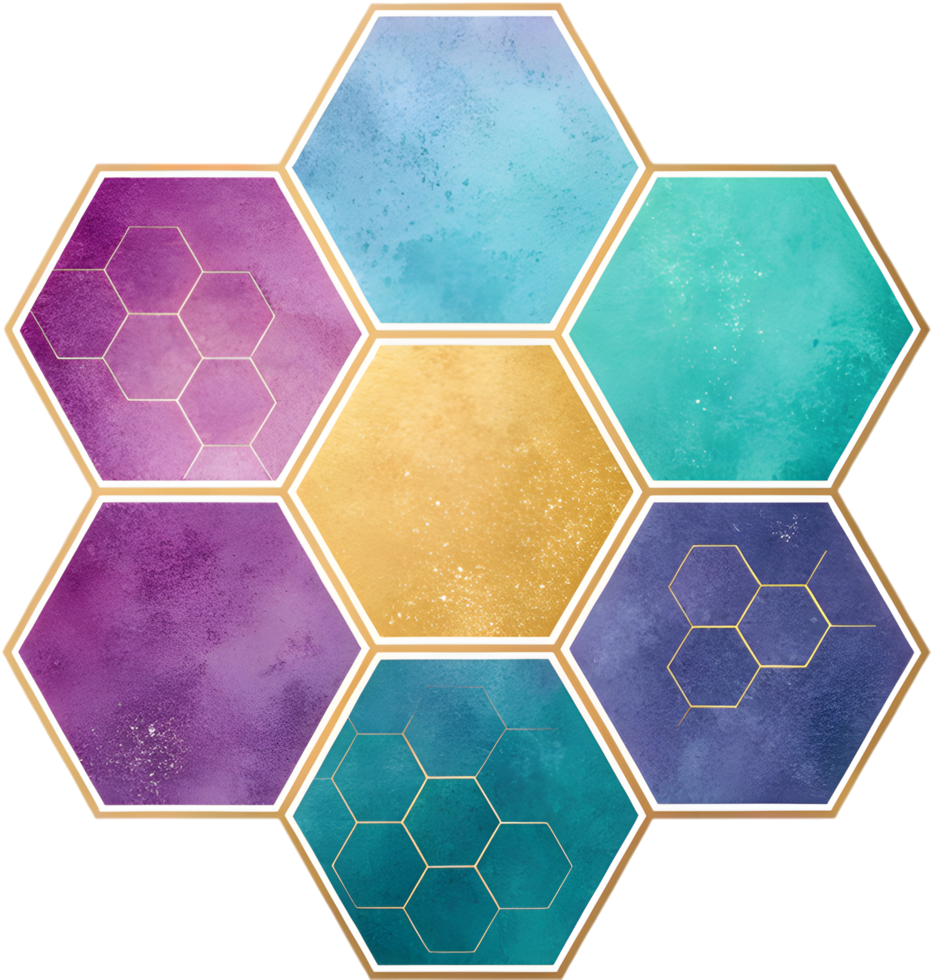 Colorful vibrant geometric patterns for digital clipart designs. . png
