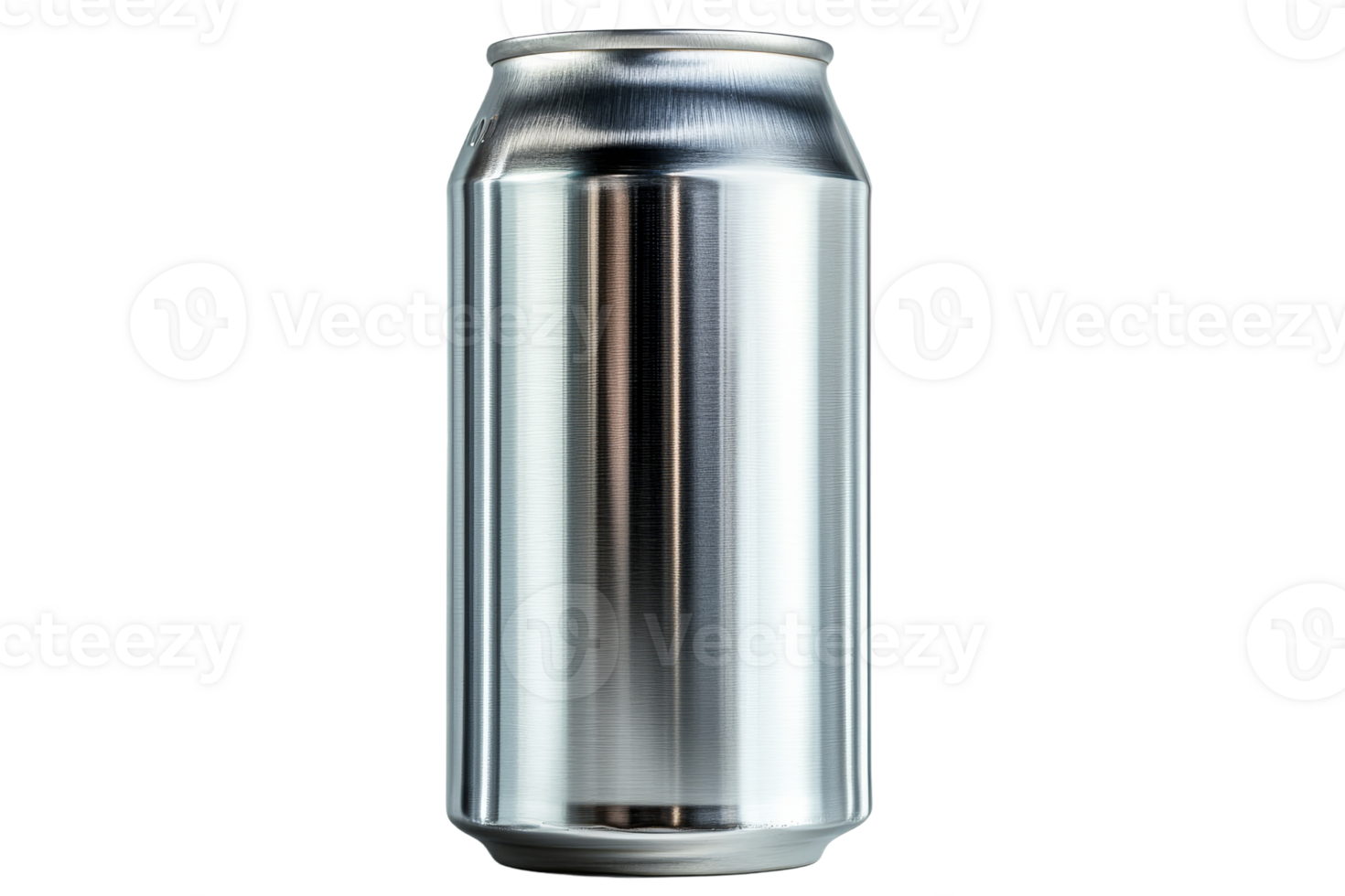 Silver aluminum can, beverage container, metallic surface, isolated, cut out transparent png