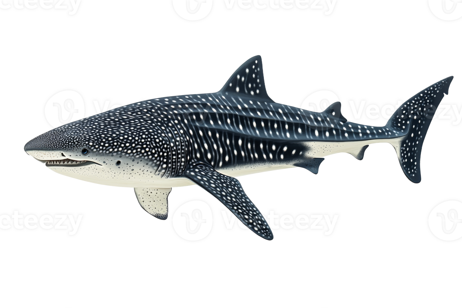 Whale shark majestic swimming marine animal in ocean, cut out transparent png